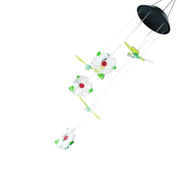 

1pc Dragonfly Flowers Wind Chimes Solar Wind Spinner Lamp for Patio Home Garden Balcony