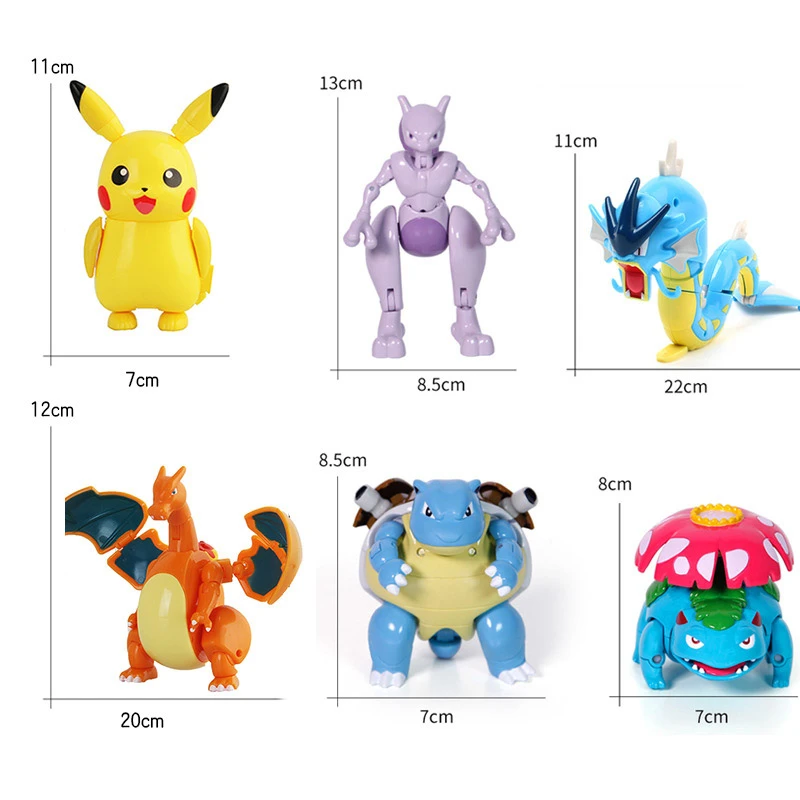 Genuine Pokemon Box Set Pocket Monster Pokeball Deformation Toys Pikachu Venusaur Charizard Gyarados Mewtwo Anime Figure Model