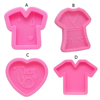 

4Pcs Doctor's Nurse's Clothes Mold Stethoscope Pendant Keychain Resin Molds Kit X7YA