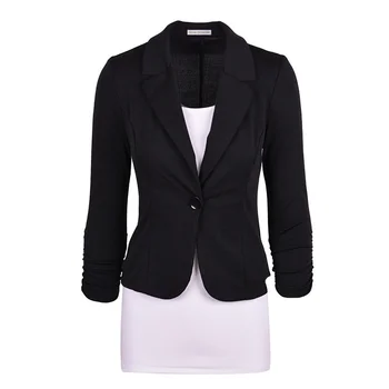 

Women Blazer Solid Color Slim Cardigan Suit Fashion Long-sleeved Commuter One Button Blazer