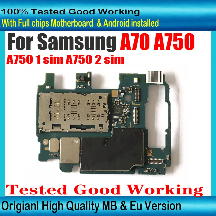100% оригинальная материнская плата для Samsung Galaxy A7 A750F A750FDS A750FN A750GN A750GM 64 Гб 128 ГБ