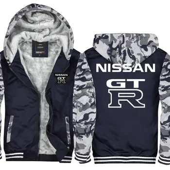 

New Korean Man Long Sleeved Velvet Hooded men Hoodies Nissan GTR GT-R sweatshirt male Females Thickening coat casual Tops