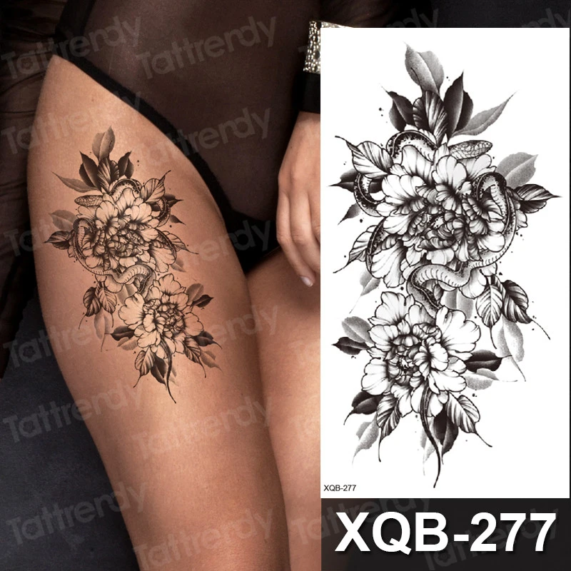 temporary tattoos woman thigh arm band sleeve tatoo for women body art  stickers flowers snake sexy girls tattoo black waterproof|Temporary Tattoos|  - AliExpress