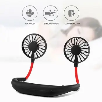

USB Portable Fan Hands Free Neck Fan Hanging Rechargeable Mini Sports Fans Personal Mini 3 Speed Adjustable For Home Office