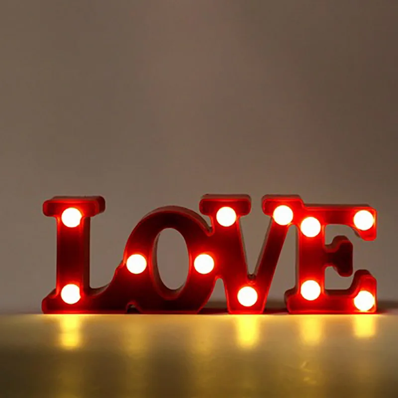 

LOVE Led letter Lights Sign Lamp Lighted Letters Hanging Stand Red Luminous Light Home Decoration Gift Wedding Party Supplies