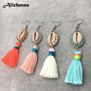 

Shell Tassel Earrings Statement Boho Trendy Classic Ethnic Earrings Aretes De Mujer Modernos 2019 handmade gifts for women