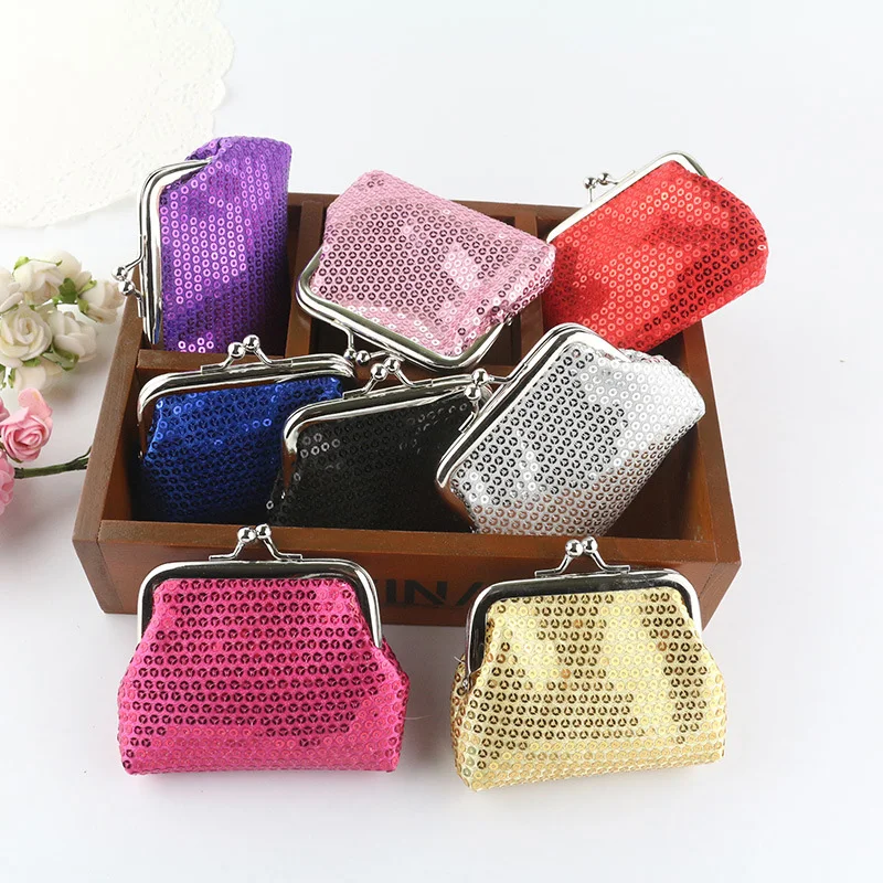 

Kiss Lock Small Purse Lady Girl Wallets Coin Purses Women Solid Sequins Fashion Mini Wallet