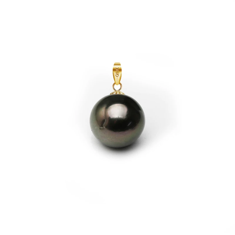 Real Natural Black Tahitia Pearl Jewelry Women,18k Gold Pendant Without Chain AA+ Grade Birthday Gift