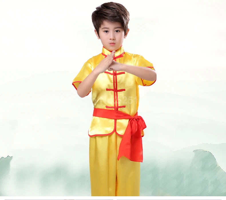 Детские единоборства, традиционный китайский Hanfu ушу кунг-фу форма, спортивный костюм Тай Чи топы, штаны Костюмы комплект Косплэй костюм