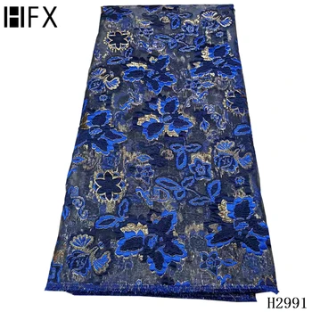 

Blue Jacquard Brocade fabric African Tulle lace fabric 2020 High Quality Nigerian lace fabrics for Wedding Dress Party HX2931