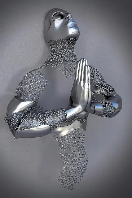 Kissing Metal Figure statue Canvas Painting Pop Abstract Wall Art Modern Posters and Prints For Living room Internal Home Decor PF 6909