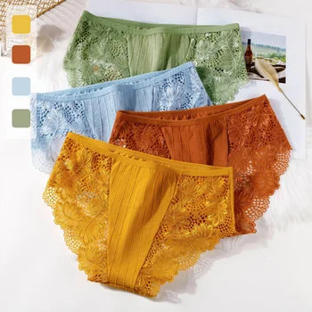 

1 Pcs Woman Lace Sexy Panties Breathable Hollow Out Briefs Low-Rise Panties Female Soft Comfortable Underwear