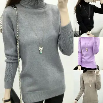 

Vrouwen Coltrui Women Sweaters Winter Turtleneck Sweater Pullovers Long Sleeve Slim Twist Cuff Knitted Sweater ladies Sweaters