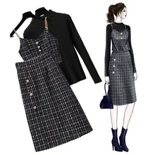 Осеннее и зимнее французское Ретро высокохолодное элегантное женское Платье Богиня поздняя осень двухсекционное платье Элегантное базовое шерстяное платье Wom