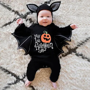 

My 1st Halloween Costume Baby Girl Clothes Newborn Boys Solid Romper Long Sleeve Jumpsuits+Hat Cosplay Outfits bebes 6M-24M