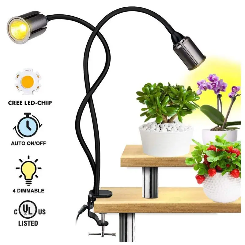 

Dual Head Flexible Gooseneck LED Grow Light for Indoor Plants 24W Sunlight Full Spectrum COB Grow Lamp Garden and Outdoo