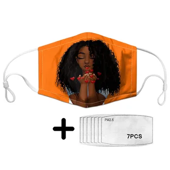 

Tapa Bocas Moth Mask African Women Print Anti-dust Mask With 7pcs Activated Carbon Filter Insert Mascarilla Masky 2020 New