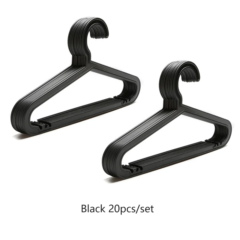 Black 20pcs 10/20 шт. вешалки для одежды для взрослых для джинсов, штанов, пальто, вешалка для дома, держатель для хранения, вешалка для одежды, пластиковые вешалки для одежды - Цвет: Black 20pcs