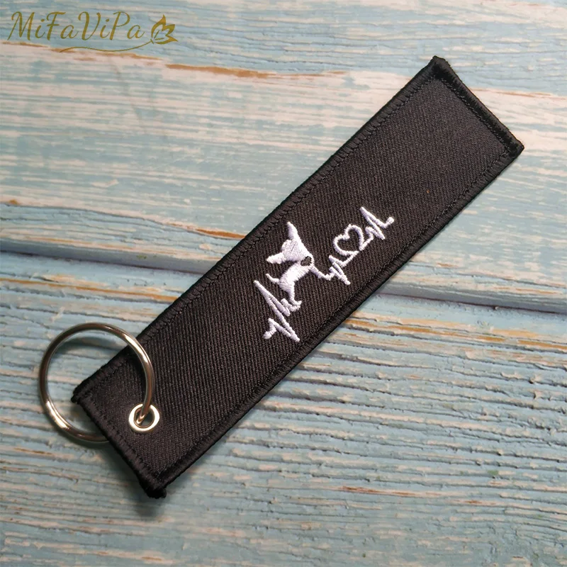 MiFaViPa Embroidery Lovely Dog Keychain Porte Fashion Trinkets Gift Motorcycle Car Key Accessories Love Me Love My Dog Key chain Ring (3)