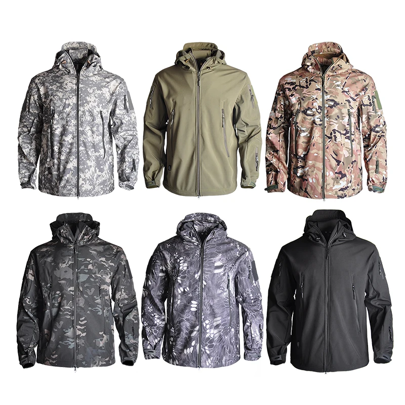 Outdoor Hiking Jacket+Shirts Soft Shell Outwear Windproof Windbreaker Military Shirt Tactical Fleece Jackets Hunting Clothes Set