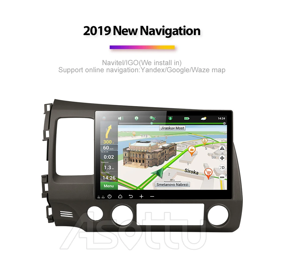 Sale Asottu 2G android 9.0 PX30 car dvd gps player for honda civic 2006-2011 car radio video player gps navigation car  2 din dvd 6