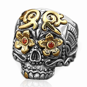 

V.YA 925 Sterling Silver Skull Rings for Men Male Women Vintage Thai Silver Punk Ring Skull Jewelry Wholesale