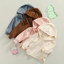 Emmababy 2022 New Children Hooded Pullover Solid Color Long Sleeve Tops for Boys and Girls, 6 Months-5 Years