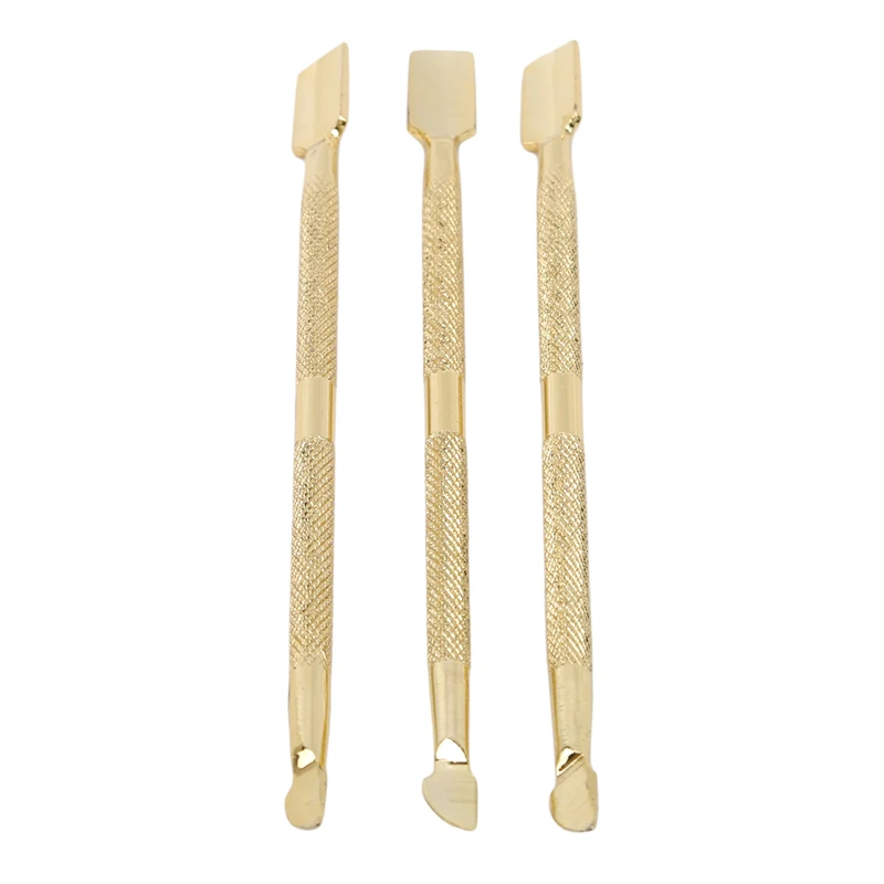 3 шт./упак. золото Rvs кутикула толкатель для дизайна ногтей - Цена: 183,90 руб.