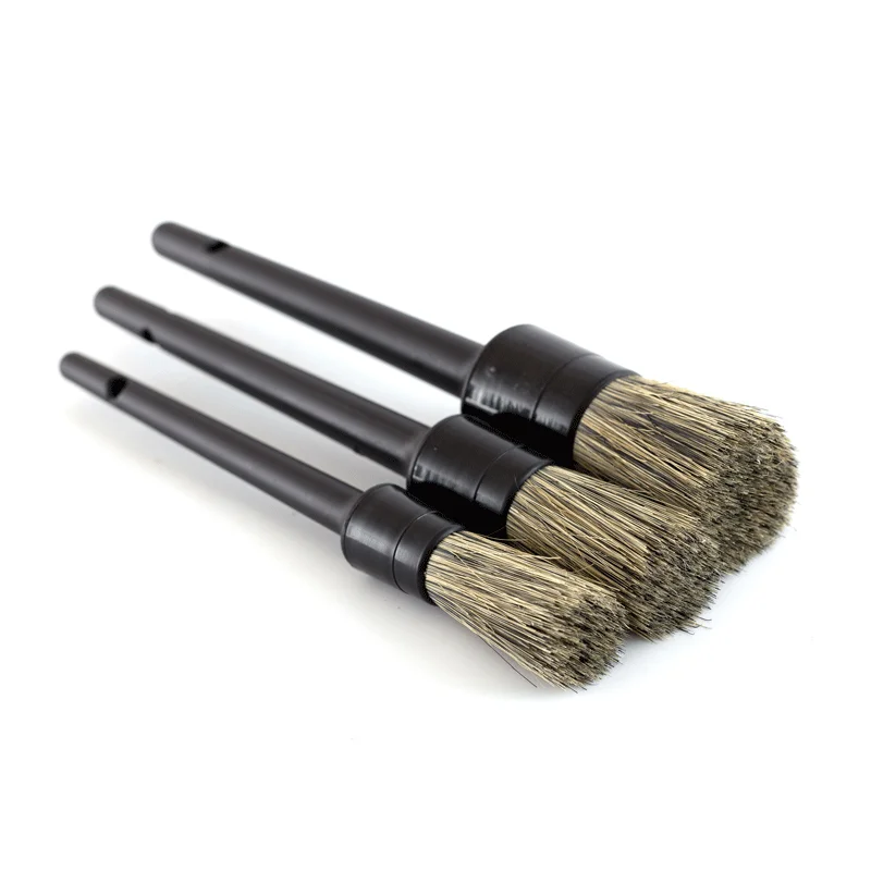 3 Pcs Detailing Brush soft natrual boar bristle car Wash detailing brush tool kits car tire