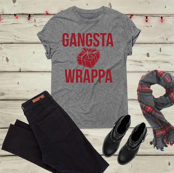 Gangsta Wrapper Shirt, Funny Christmas Shirt, Womens Christmas Shirt, Christmas Tshirt, Holiday Shirt, Ugly Christmas, Christmas party