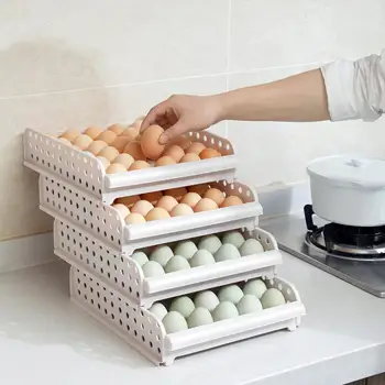 

Kitchen 4 Layers Containers 120 Eggs Storage Containers Box Refrigerator Eggs Organizer Plastic Case Drawer Style Boxes