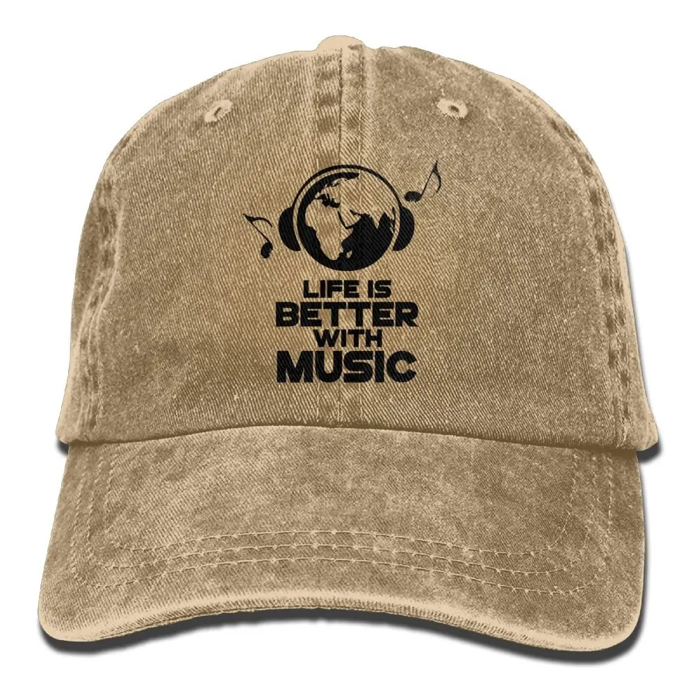 Жизнь лучше с музыкой джинсовая шляпа регулируемые женские смешные бейсболки