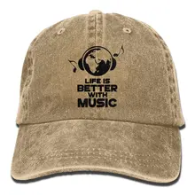 Жизнь лучше с музыкой джинсовая шляпа регулируемые женские смешные бейсболки