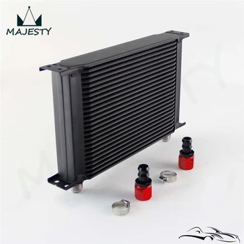 

25 Row AN10 Universal Aluminum Engine Transmission 248mm Oil Cooler British Type w/ Fittings Kit Black