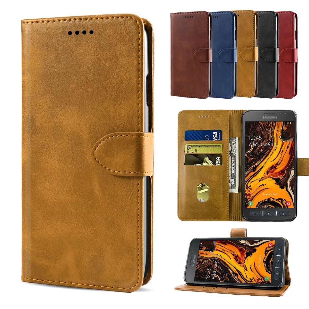 Для samsung Galaxy Xcover 4S/Xcover 4 G390F чехол ретро искусственная кожа флип подставка, гнездо для карточек кошелек чехол с магнитной пряжкой чехол
