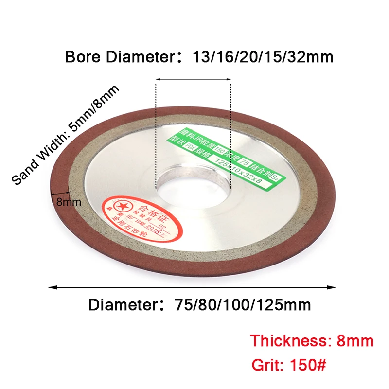 Grinding Disc Grinding Wheel Abrasive Wheel 75/80/100/125mm 150Grit diamond grinding disc sharpening Diamond Grinding Wheel For Tungsten Steel Milling Tool Carbide Metal