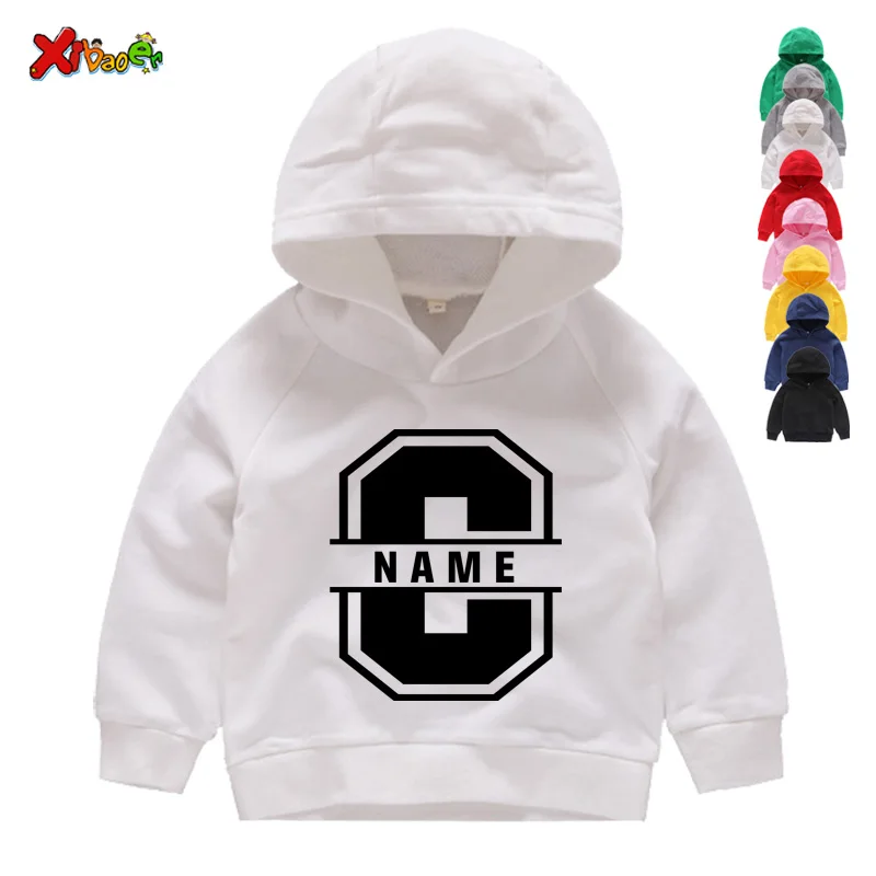 

Толстовка с капюшоном для мальчиков и девочек 2-9 лет с буквенным принтом, детская одежда, осенняя одежда для маленьких девочек, толстовки с длинным рукавом для мальчиков