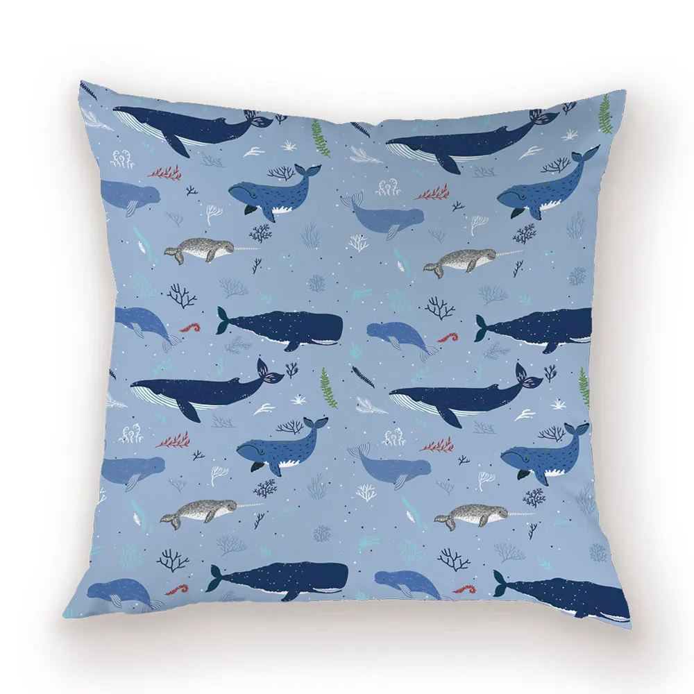 Narwhal мультяшный красочный чехол для подушки морской скандинавский домашний декоративный чехол для подушки s лодка 45*45 Декор кровать диван наволочка - Color: L728-9