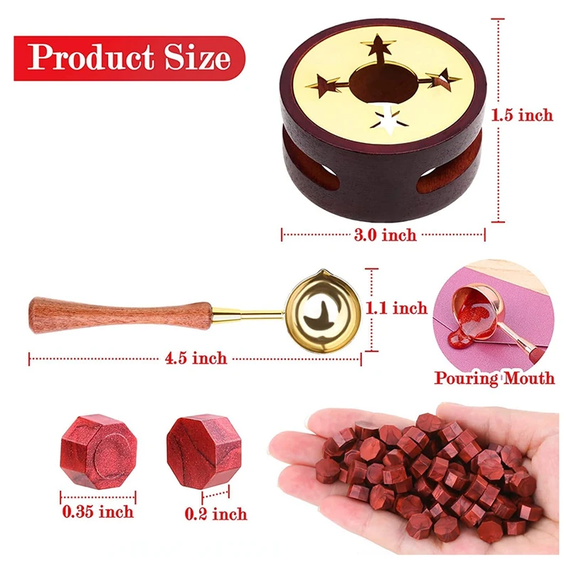 Red Wax for Letters Stamp Seals Sealing Wax Kit with Wax Seal