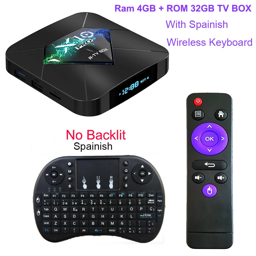 X10 Pro Android 9,0 Smart tv BOX S905X2 DDR 4 GB 32GB 64GB 2,4G 5GHz Wifi Поддержка USB3.0 BT4.0 4K 3D Netflix Android ТВ-плеер - Цвет: 32G With SP keyboard