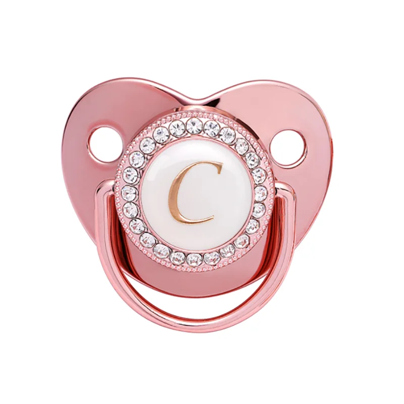 Name Initial Letters Pacifier Newborn Baby Girls Boys Bling Rose Gold Silicone Pacifiers BPA Free Toddler Infant Dummy Nipple pacifier clip silicone pacifier baby pacifier pacifier set