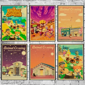 

Hot Game Animal Crossing Retro Posters Wall Art Painting Vintage Kraft Paper Prints Modern Home Room Bar Decor