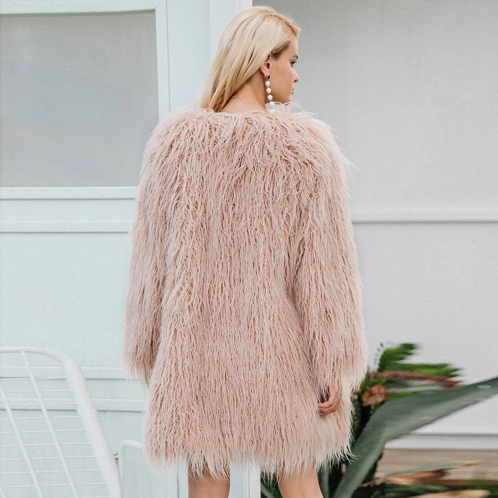 JAYCOSIN Fashion Faux Fur Coat Women Fluffy Female Outerwear Autumn Winter Coat Jacket Loose Overcoat Multicolor 1104