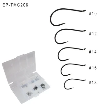 

Eupheng Caddis Pupa Larva Fly Hooks Curved Shank Barbless Black Fly Fishing Hooks 100pcs EP-TMC206BL