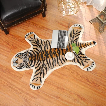

Nordic Style Animal Imitation Leather Carpet Imitation Tiger Pattern Bedroom Bedside Study Short Hair Carpet Washable Home Decor