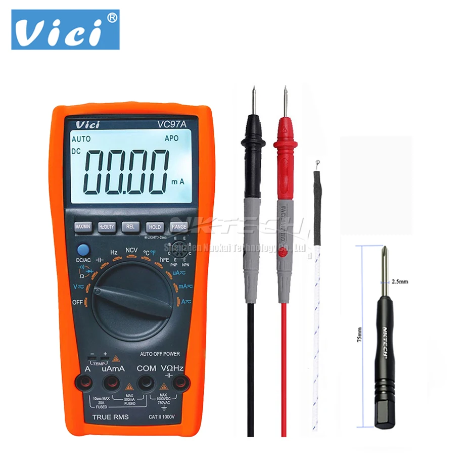 100% новый VC97 Авто Диапазон Цифровой мультиметр DMM AC DC v емкость Устойчив TEMP +