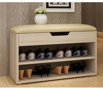 

Storage Shelf to fill all types of Shoes / Two Layer Solid Wood Shoe/Top cushion providing ,wood Shoe cabinet Storage Shelf