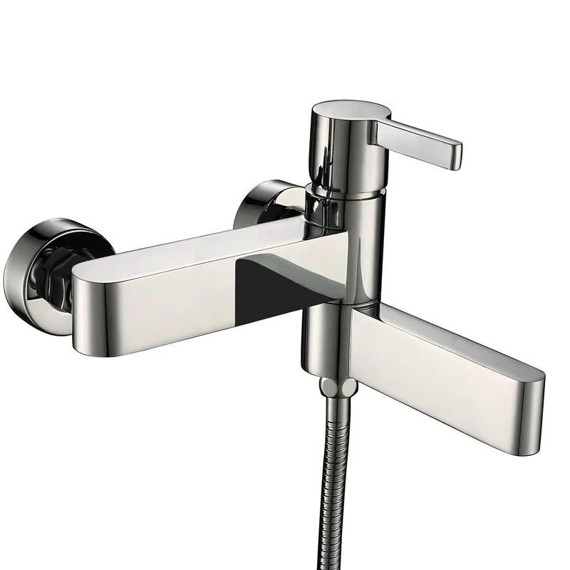Chrome Silver Vidric Wholesale Patent Design New Unique Shape Matt Black Or Silver Chrome Wall Mounted Bathtub Faucet with Hand Shower - Цвет: Chrome Silver