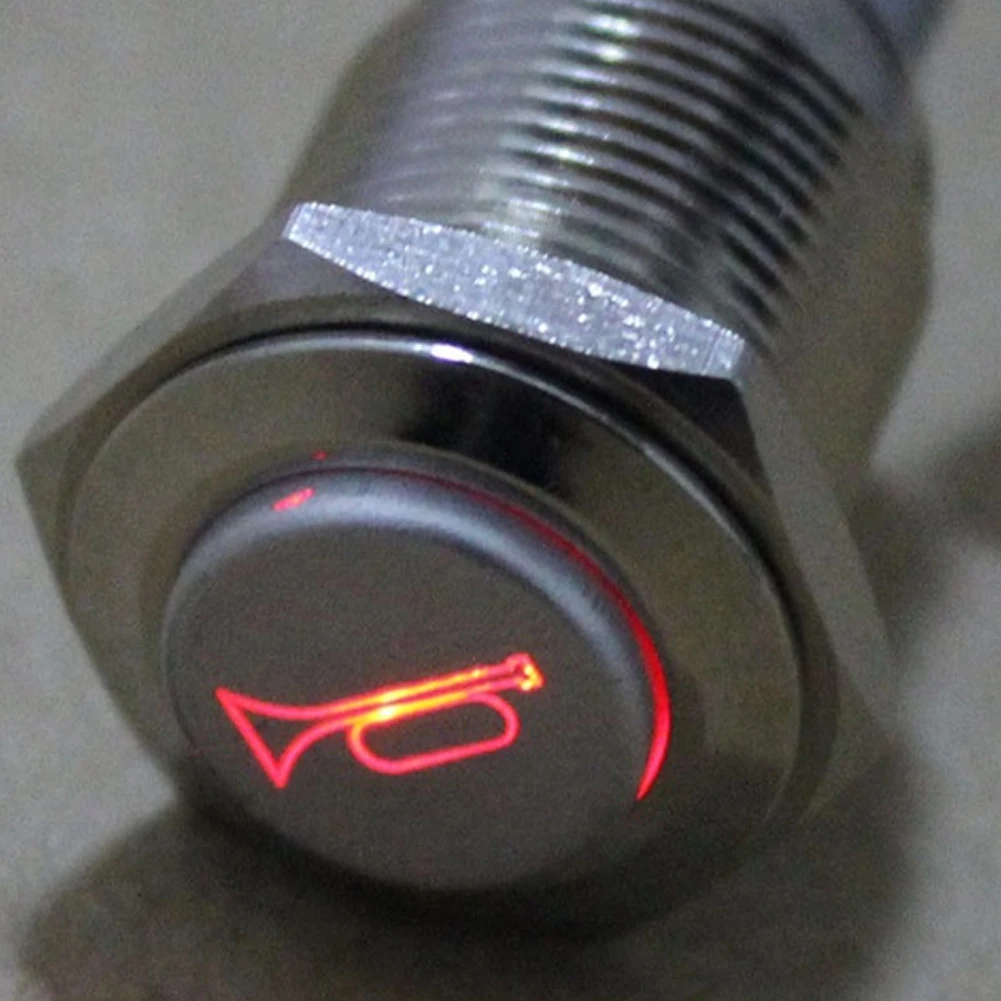 12V 16mm Metal Momentary Car LED Power Push Button Horn Engine Start Switch
