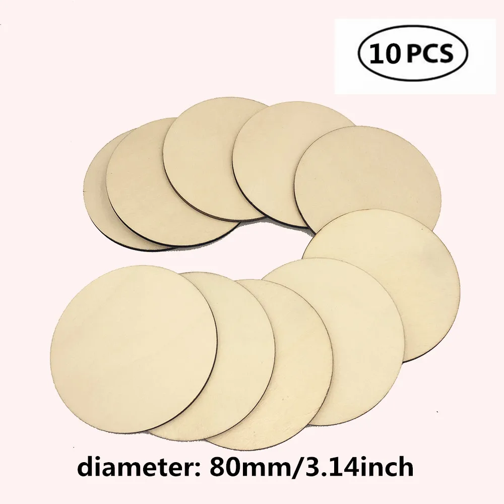 10pcs 80mm Натуральное пустое дерево кусочки ломтик круглый необработанные деревянные диски для поделок центральные деревянные DIY рождественские украшения - Цвет: 10pcs 80mm